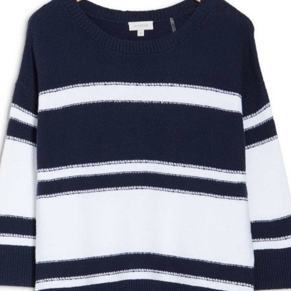 Kinross Striped Boatneck Long Sleeve 100% Cotton Sweater Size XL - Picture 4 of 4